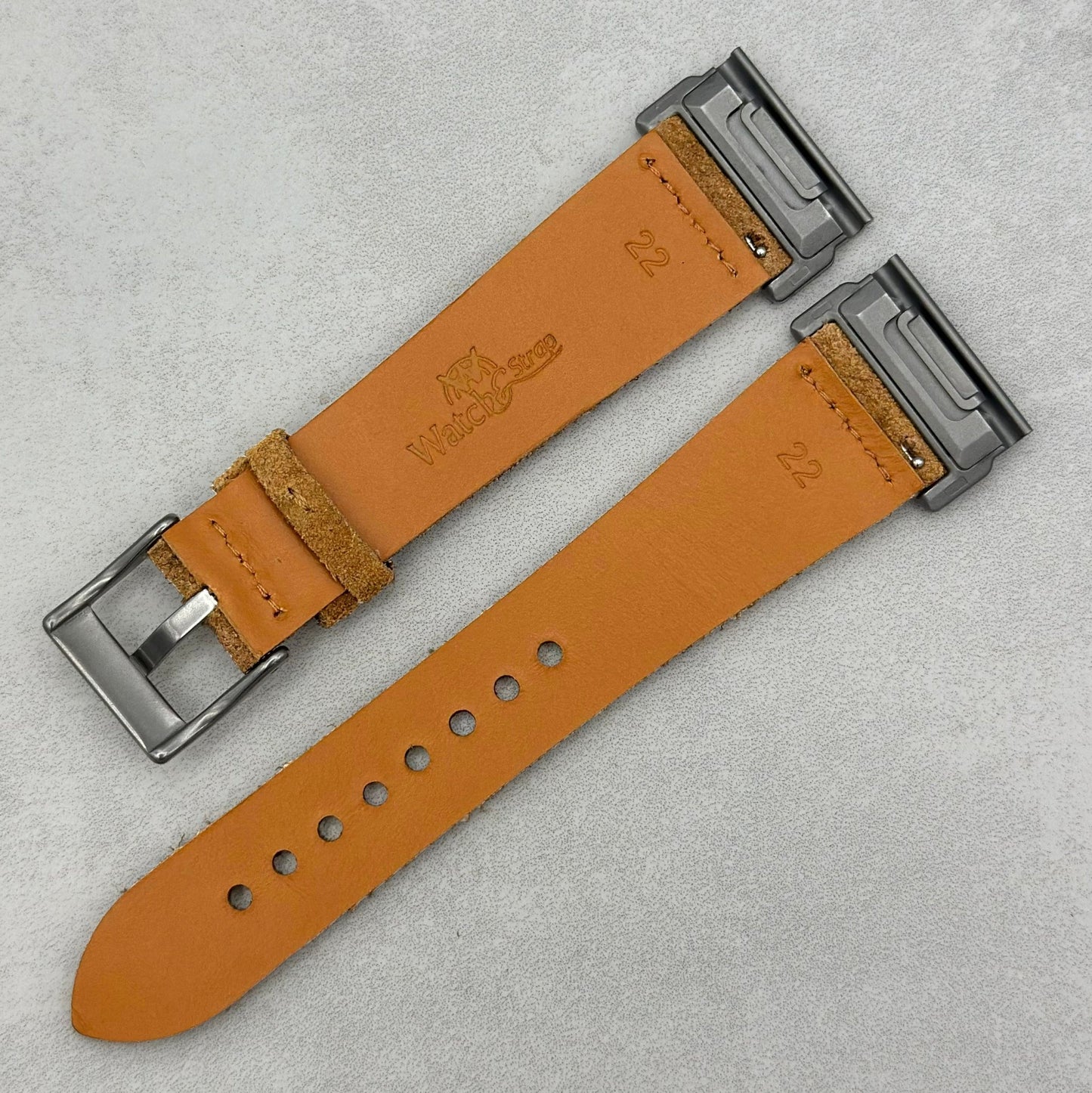 The Capri: Sand Tan Suede Garmin QuickFit Watch Strap