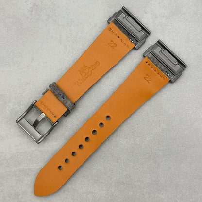 The Capri: Light Grey Suede Garmin QuickFit Watch Strap