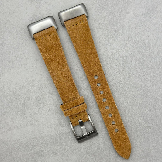 The Capri: Sand Tan Suede Fitbit Charge Watch Strap