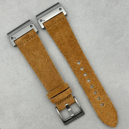 The Capri: Sand Tan Suede Garmin QuickFit Watch Strap