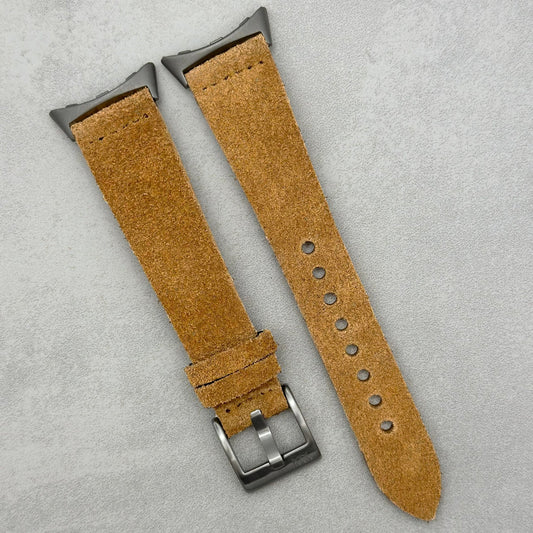 The Capri: Sand Tan Suede Google Pixel Watch Strap