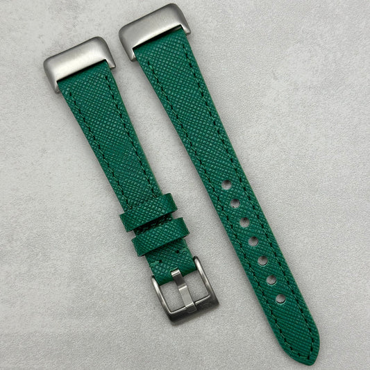 The Florence: Emerald Green Saffiano Leather Fitbit Charge Watch Strap