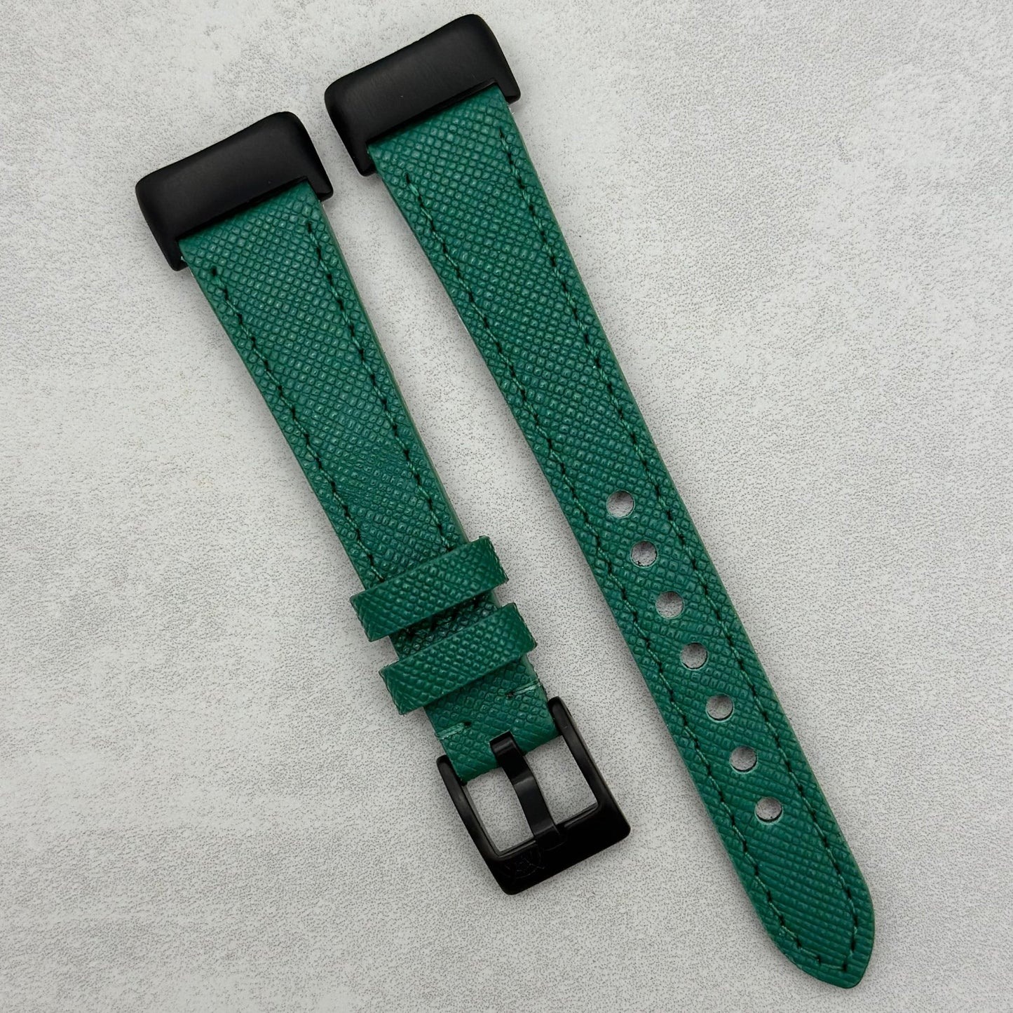 The Florence: Emerald Green Saffiano Leather Fitbit Charge Watch Strap