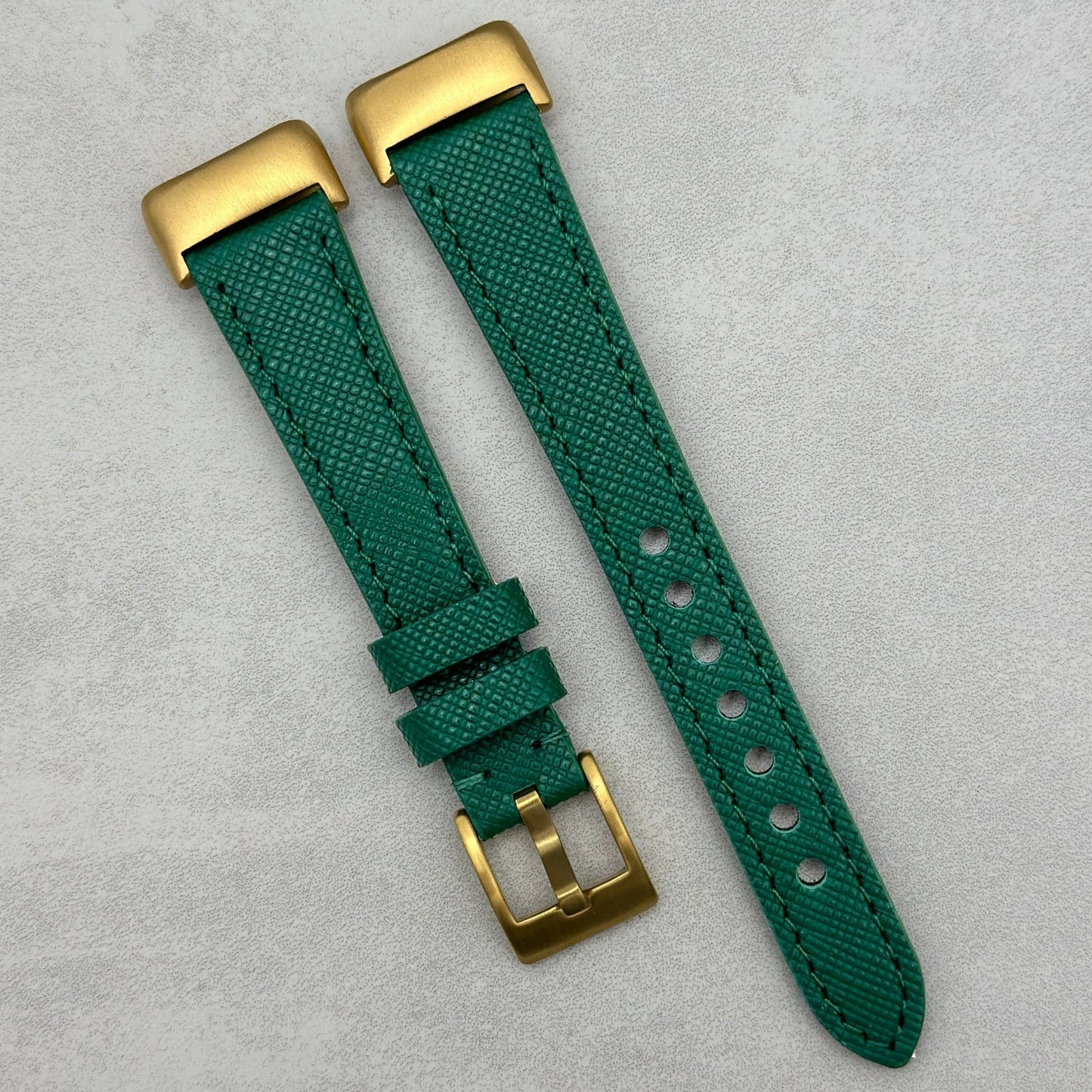 The Florence: Emerald Green Saffiano Leather Fitbit Charge Watch Strap