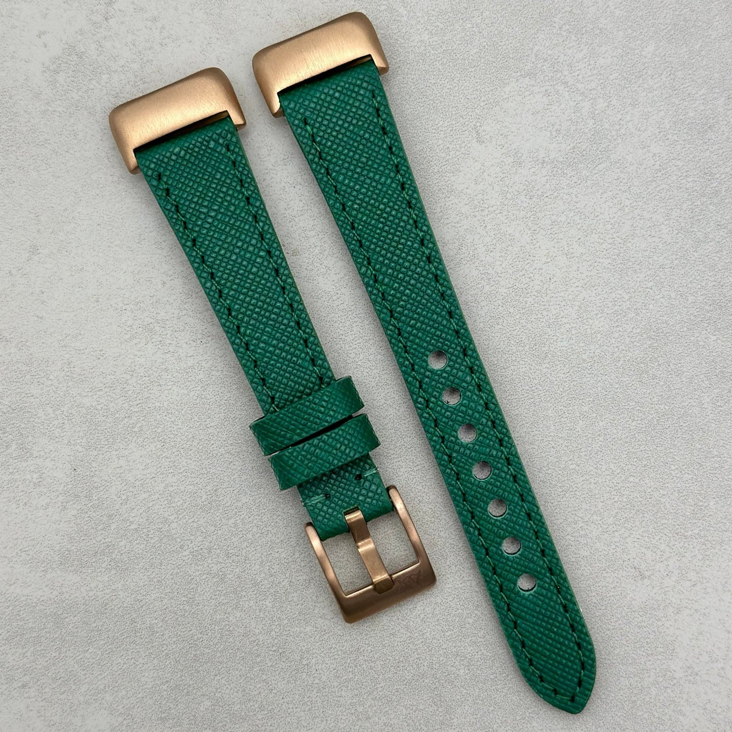 The Florence: Emerald Green Saffiano Leather Fitbit Charge Watch Strap