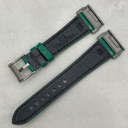 The Florence: Emerald Green Saffiano Leather Garmin QuickFit Watch Strap