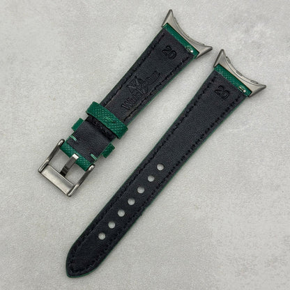 The Florence: Emerald Green Saffiano Leather Google Pixel Watch Strap