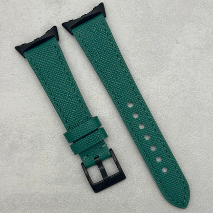 The Florence: Emerald Green Saffiano Leather Google Pixel Watch Strap