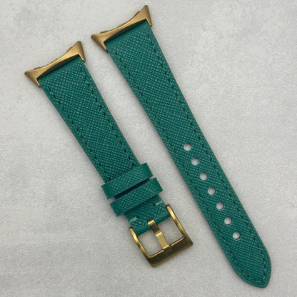 The Florence: Emerald Green Saffiano Leather Google Pixel Watch Strap