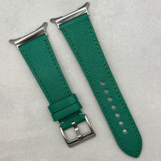 The Florence: Emerald Green Saffiano Leather Samsung Galaxy Watch Ultra Strap