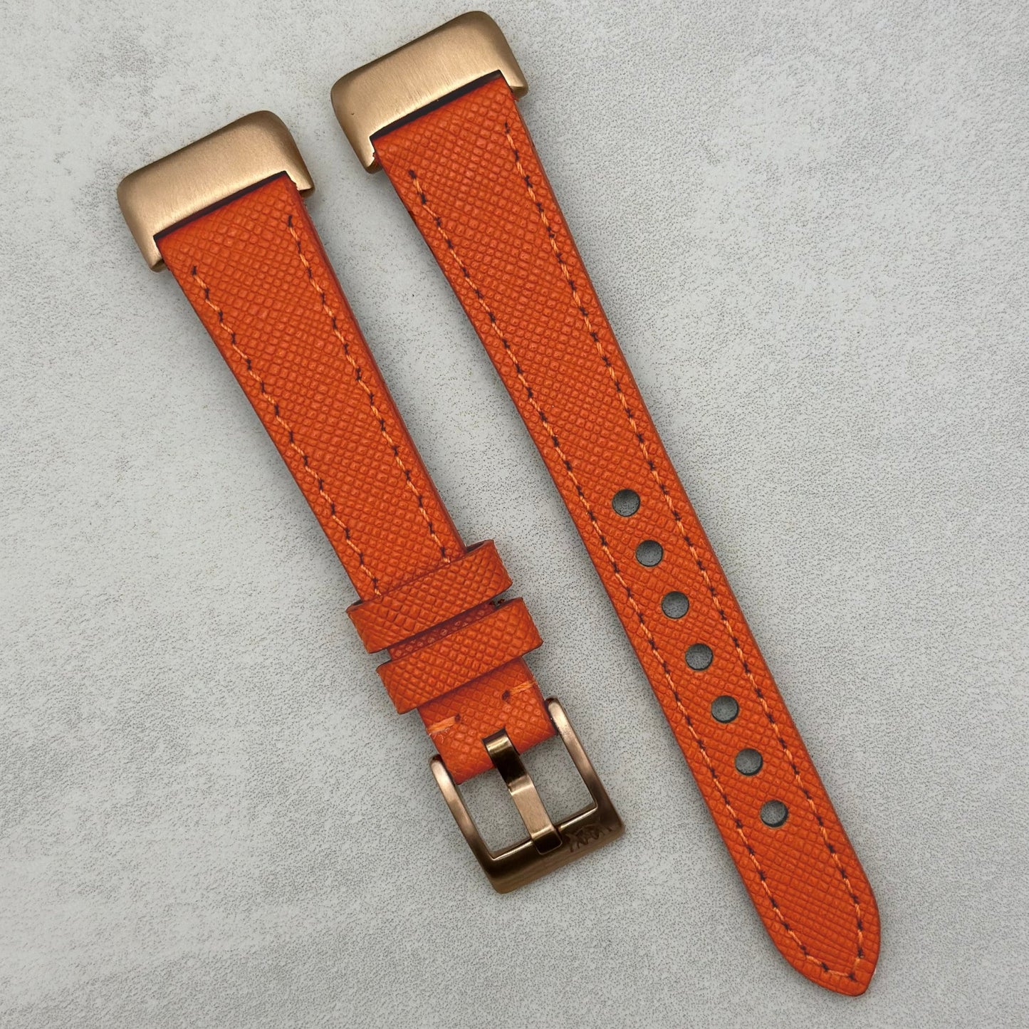 The Florence: Deep Saffron Orange Saffiano Leather Fitbit Charge Watch Strap