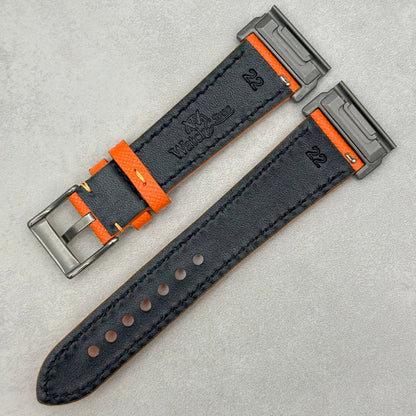 The Florence: Deep Saffron Orange Saffiano Leather Garmin QuickFit Watch Strap