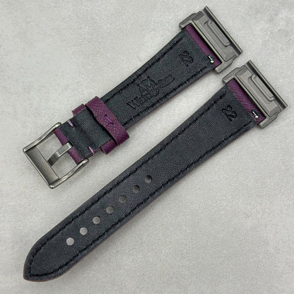 The Florence: Royal Purple Saffiano Leather Garmin QuickFit Watch Strap