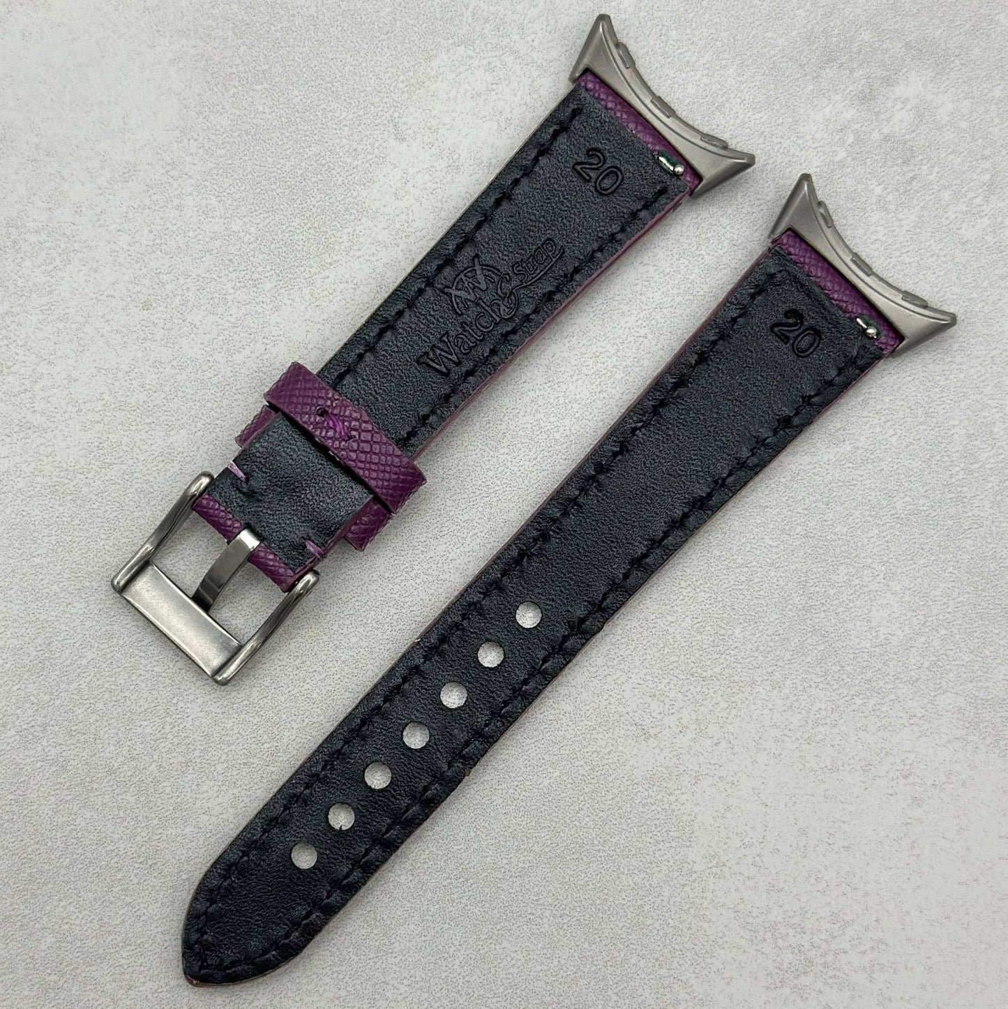 The Florence: Royal Purple Saffiano Leather Google Pixel Watch Strap