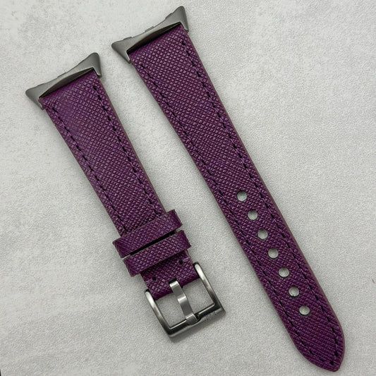 The Florence: Royal Purple Saffiano Leather Google Pixel Watch Strap