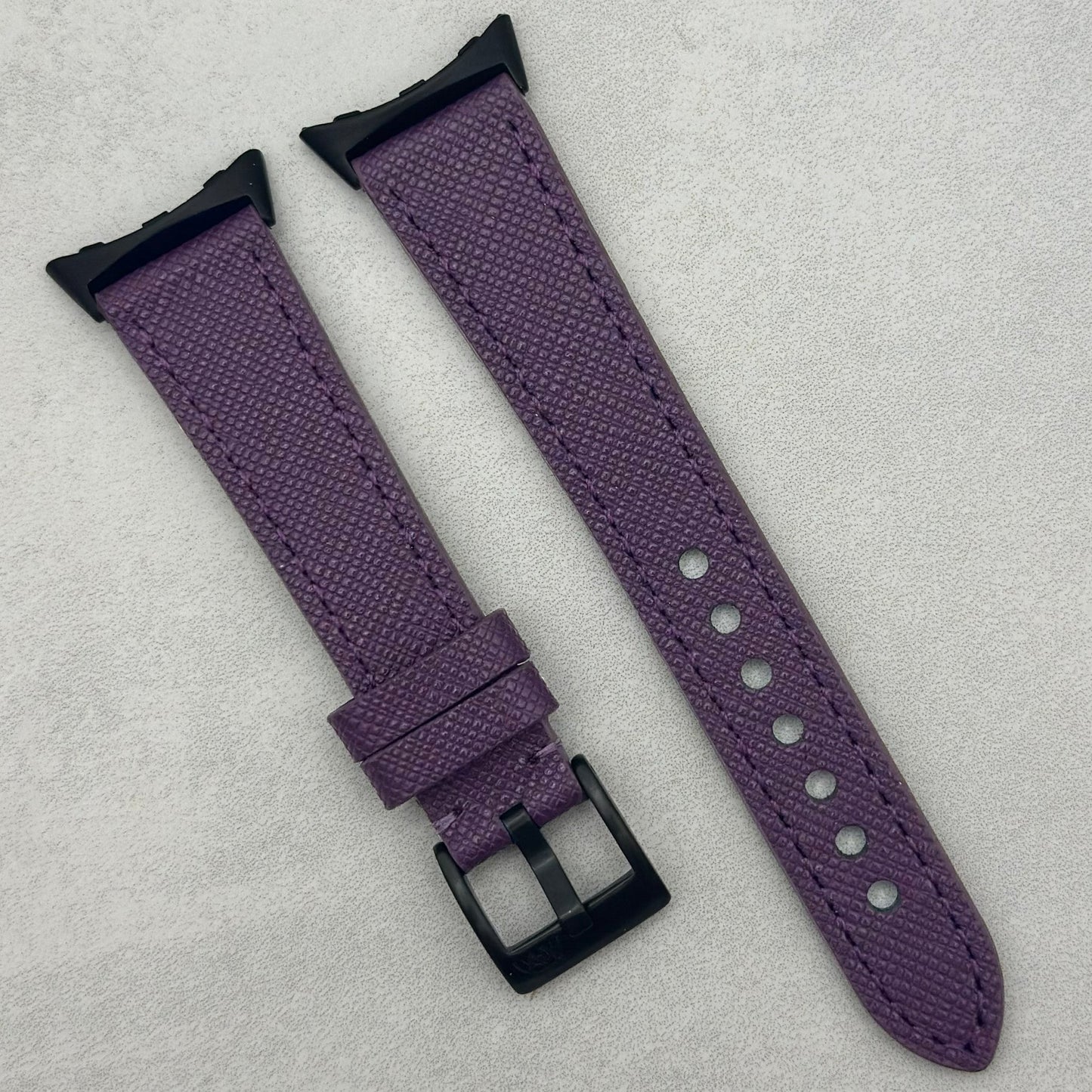 The Florence: Royal Purple Saffiano Leather Google Pixel Watch Strap