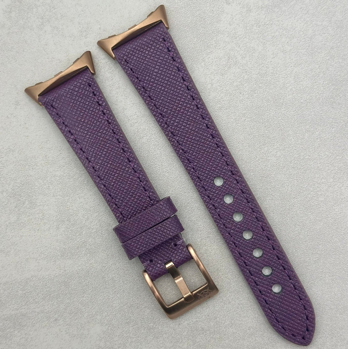 The Florence: Royal Purple Saffiano Leather Google Pixel Watch Strap