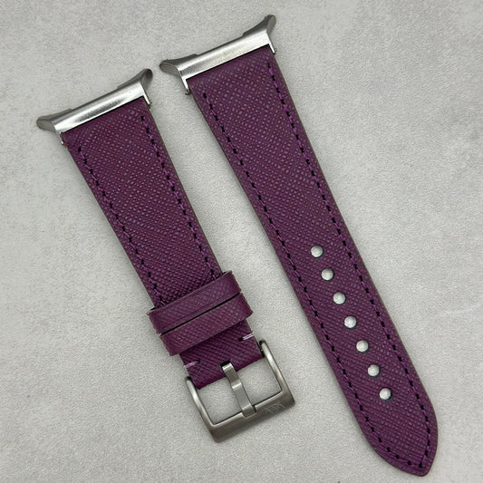 The Florence: Royal Purple Saffiano Leather Samsung Galaxy Watch Ultra Strap