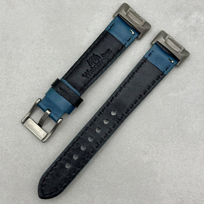 Le Mans: Dark Petrol Blue And Black Leather Racing Fitbit Charge Strap