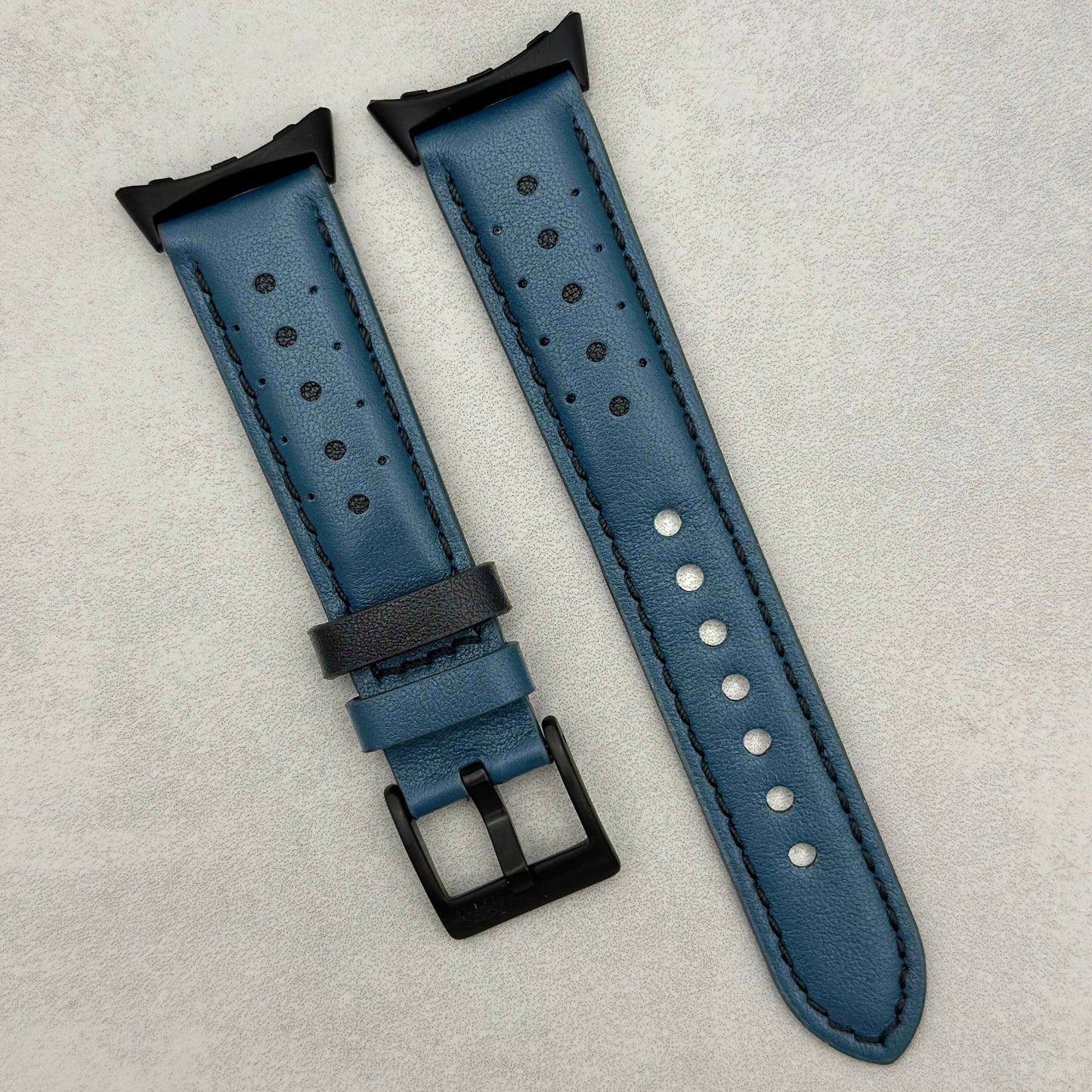 Le Mans: Dark Petrol Blue And Black Leather Racing Google Pixel Strap