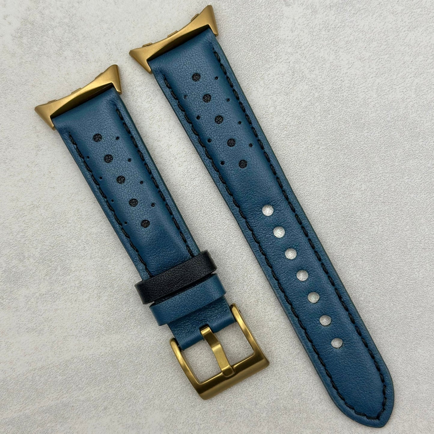 Le Mans: Dark Petrol Blue And Black Leather Racing Google Pixel Strap