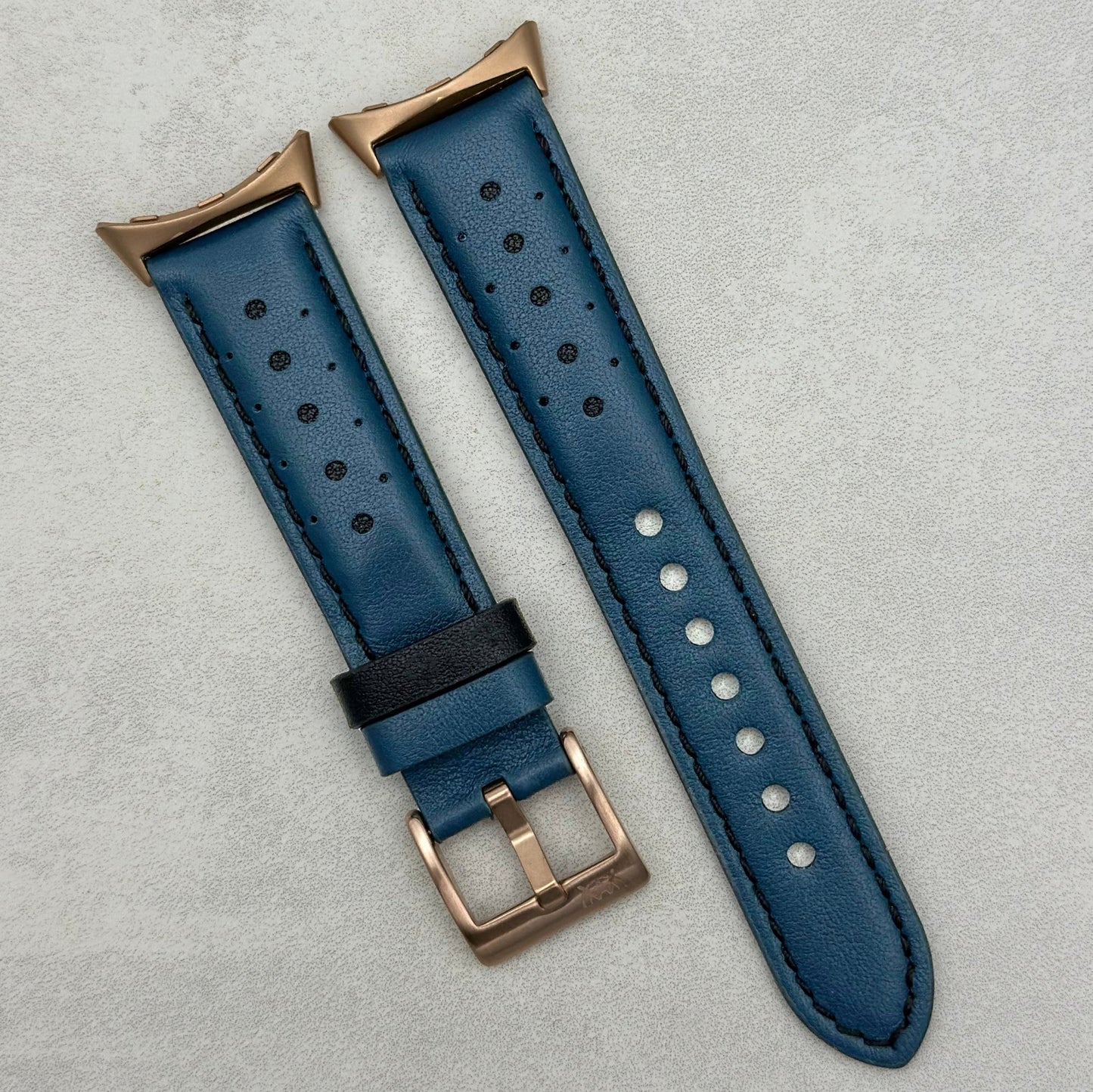 Le Mans: Dark Petrol Blue And Black Leather Racing Google Pixel Strap