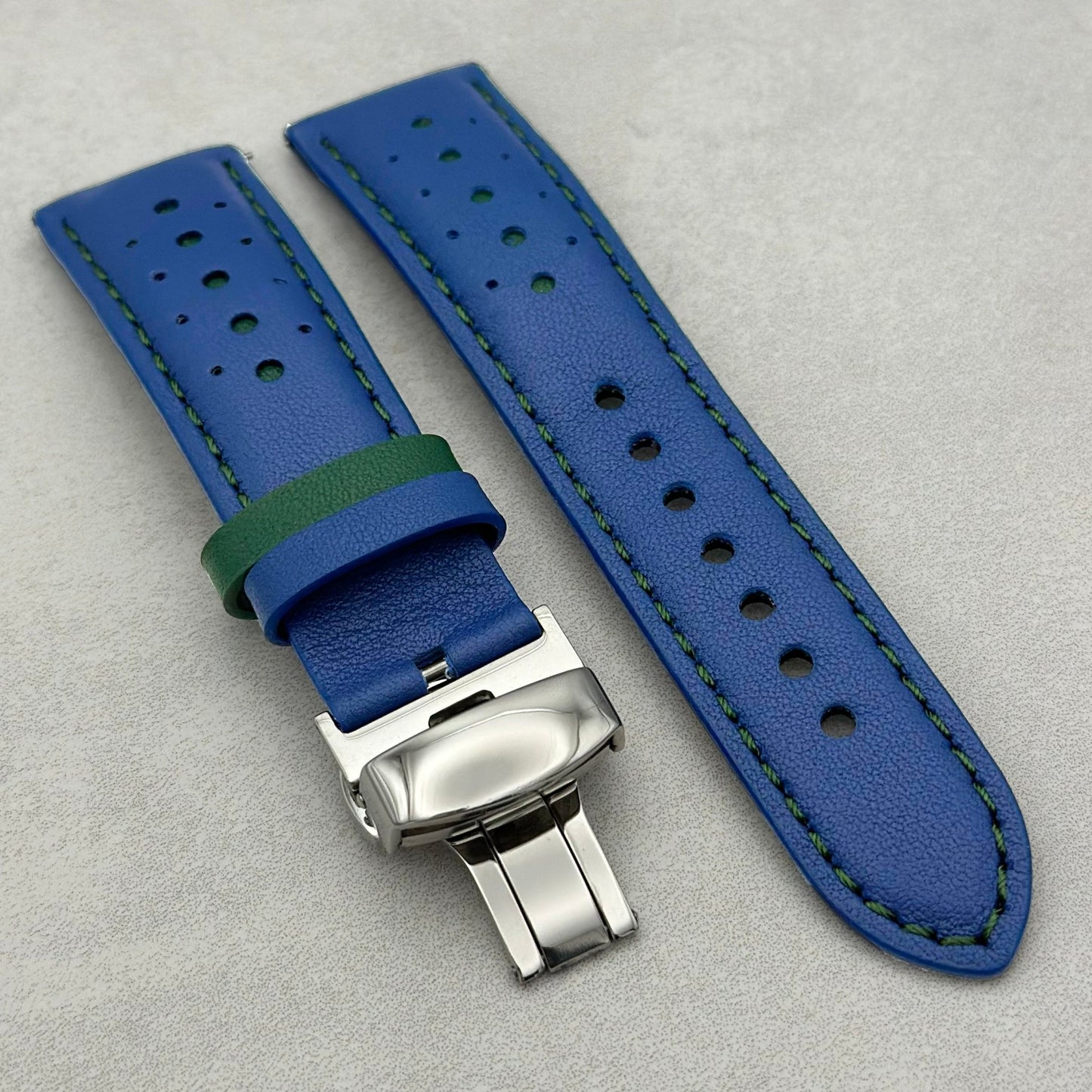 Le Mans: Cobalt Blue And Green Leather Racing Google Pixel Strap