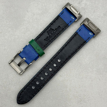 Le Mans: Cobalt Blue And Green Leather Racing Fitbit Charge Strap