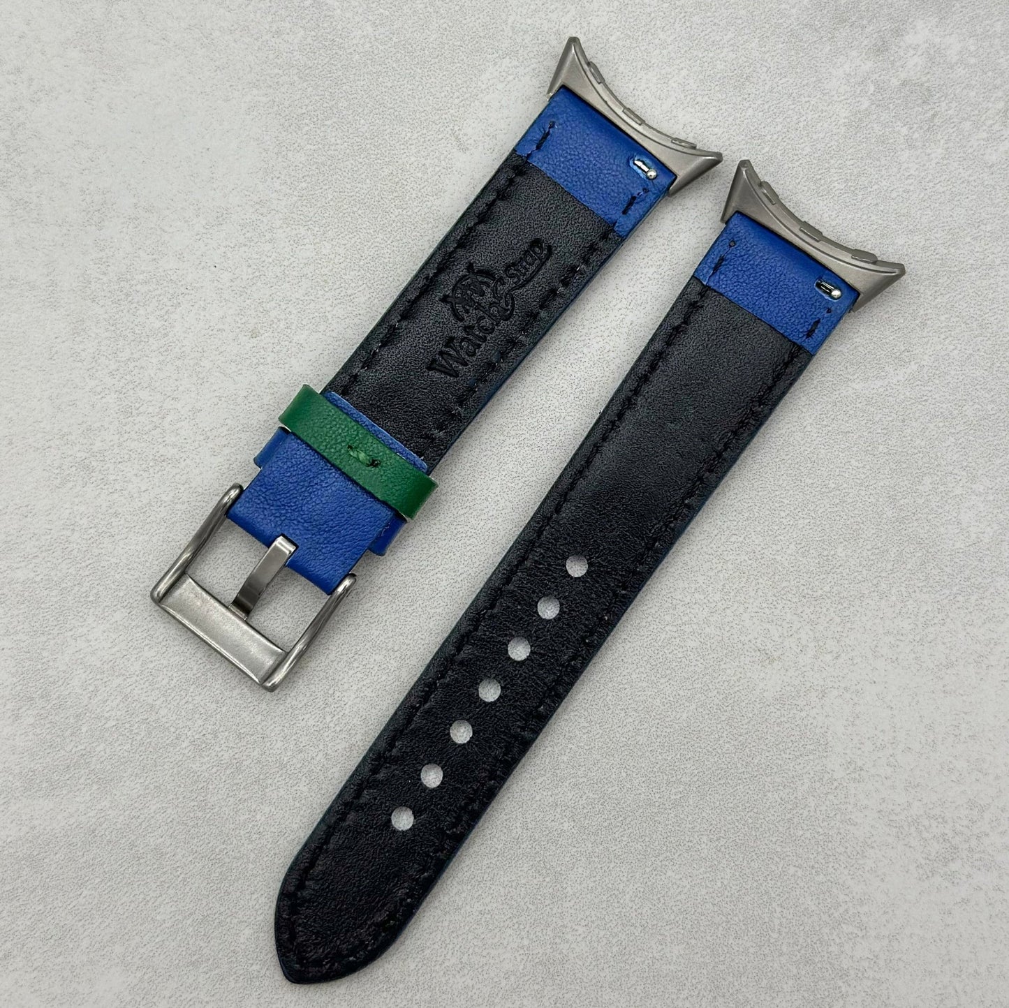 Le Mans: Cobalt Blue And Green Leather Racing Google Pixel Strap