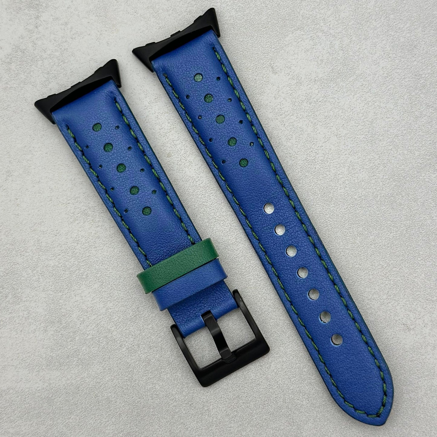 Le Mans: Cobalt Blue And Green Leather Racing Google Pixel Strap