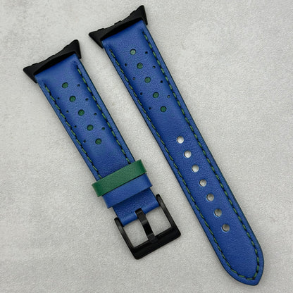 Le Mans: Cobalt Blue And Green Leather Racing Google Pixel Strap