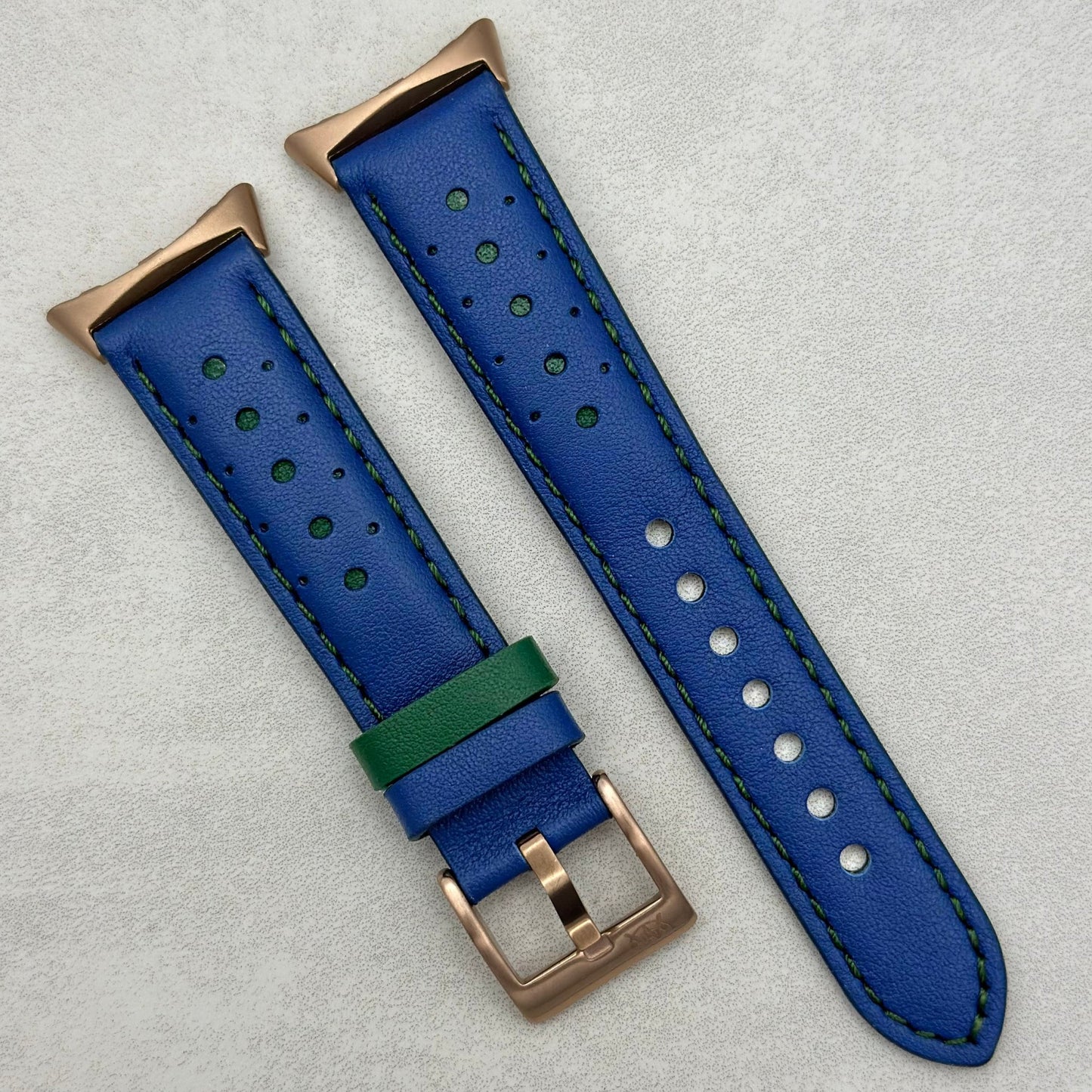 Le Mans: Cobalt Blue And Green Leather Racing Google Pixel Strap