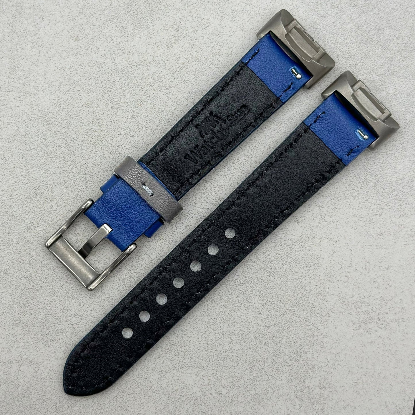 Le Mans: Cobalt Blue And Grey Leather Racing Fitbit Charge Strap