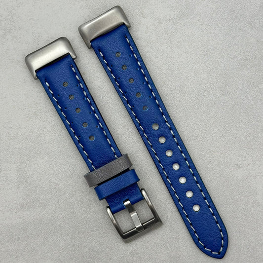 Le Mans: Cobalt Blue And Grey Leather Racing Fitbit Charge Strap