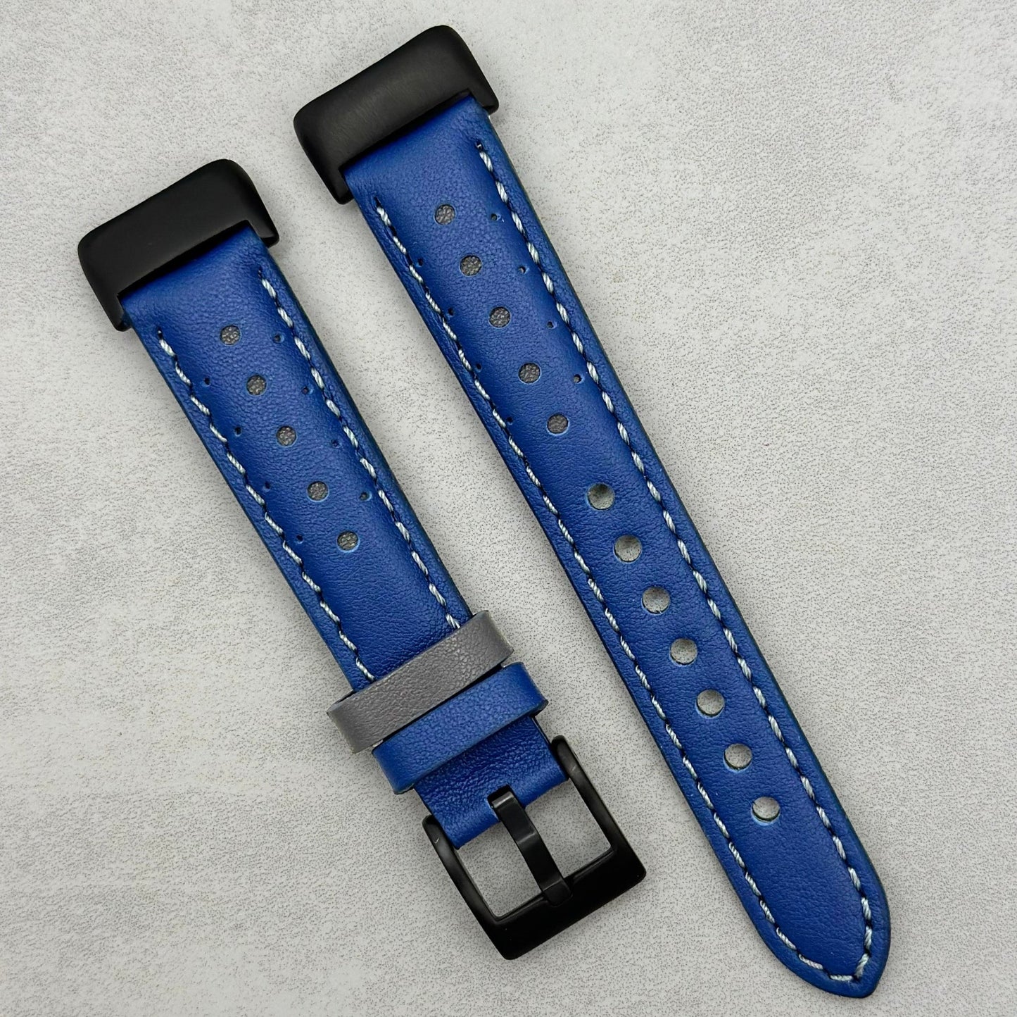 Le Mans: Cobalt Blue And Grey Leather Racing Fitbit Charge Strap