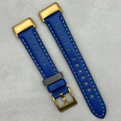 Le Mans: Cobalt Blue And Grey Leather Racing Fitbit Charge Strap