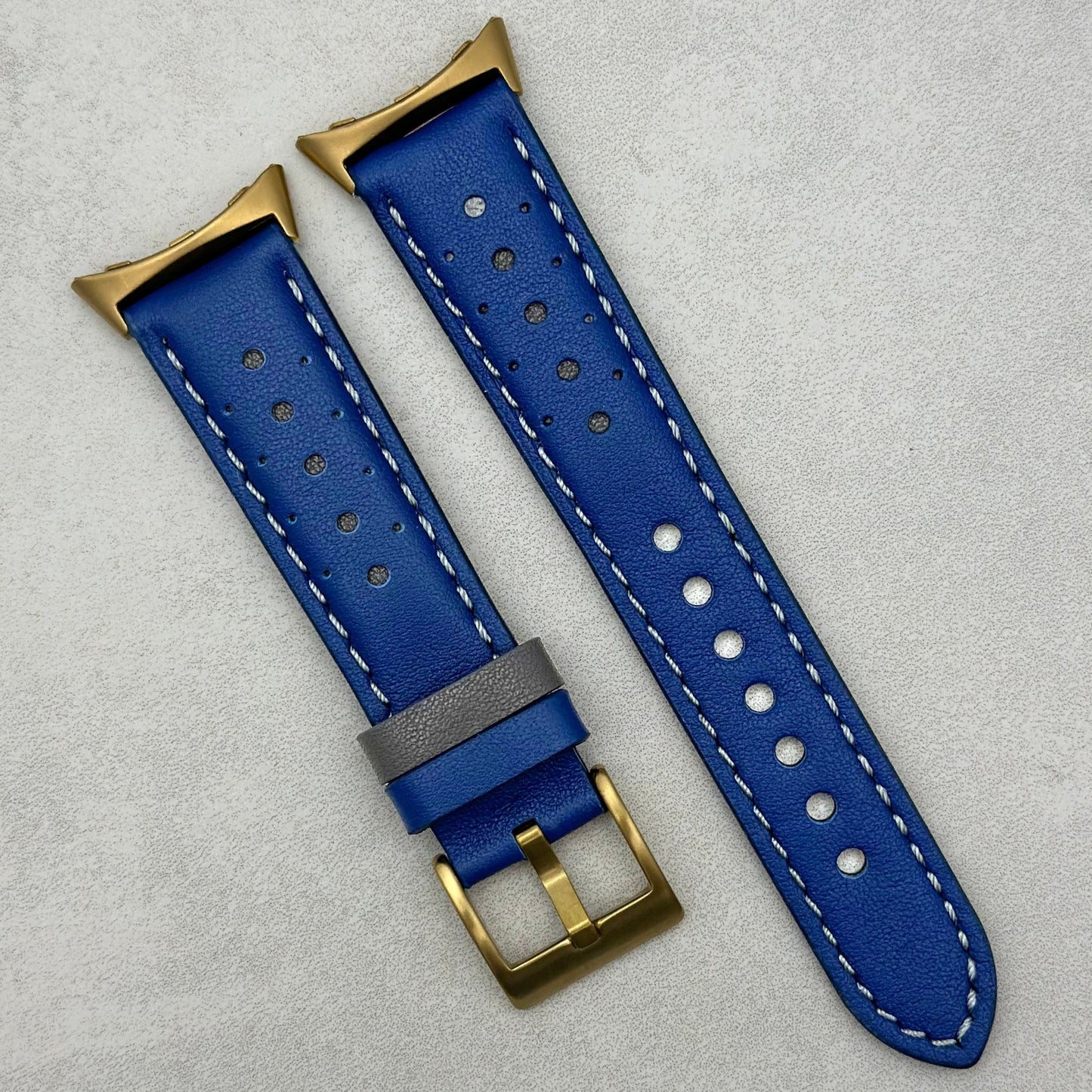 Le Mans: Cobalt Blue And Grey Leather Racing Google Pixel Strap