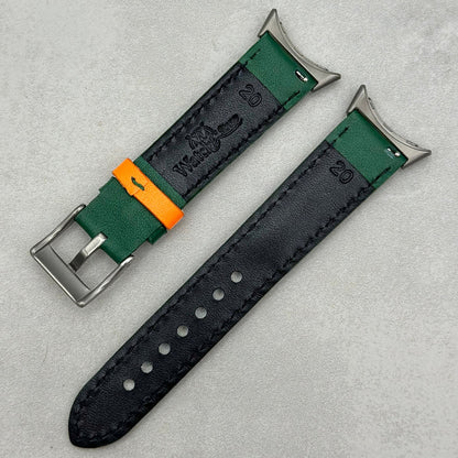 Le Mans: Forest Green And Orange Leather Racing Google Pixel Strap