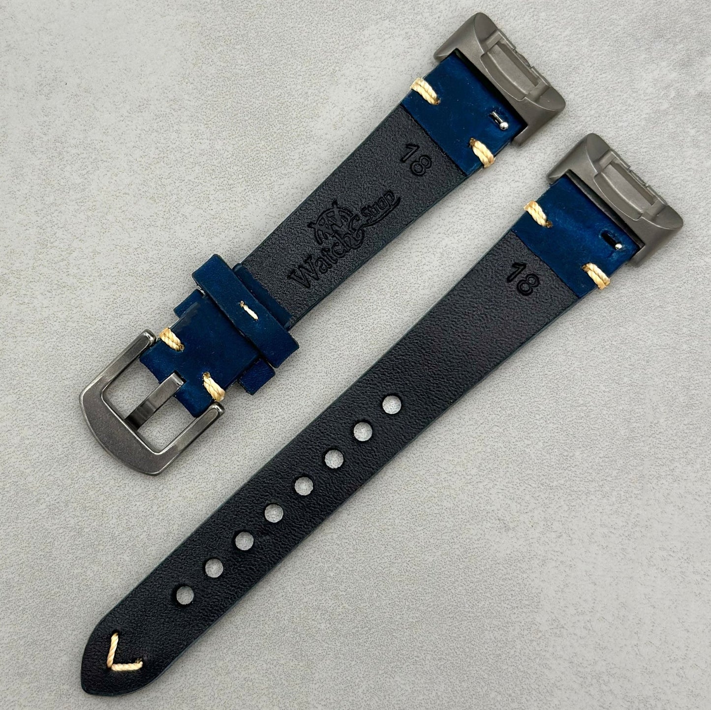 The Madrid: Navy Blue Full Grain Leather Fitbit Charge Watch Strap