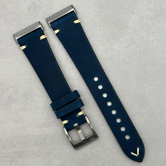 The Madrid: Navy Blue Full Grain Leather Fitbit Versa/Sense Watch Strap