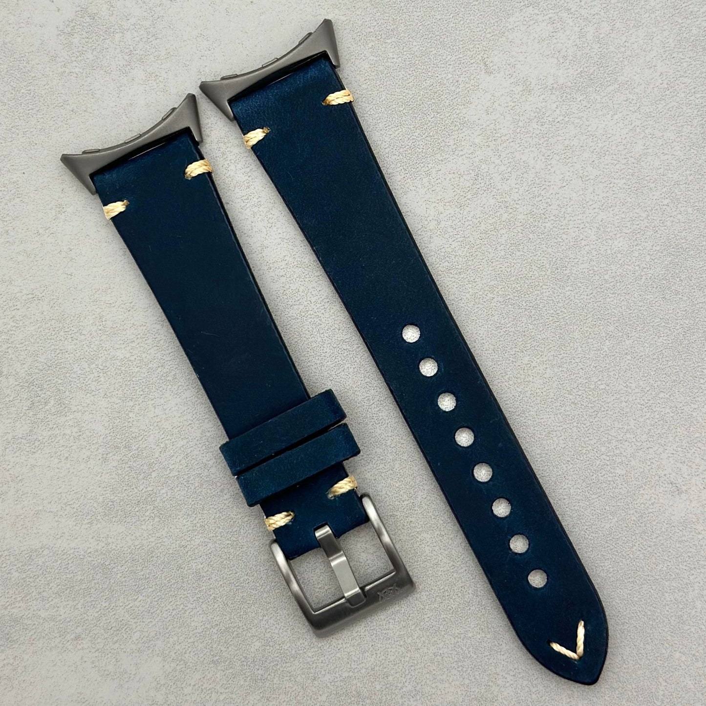 The Madrid: Navy Blue Full Grain Leather Google Pixel Watch Strap