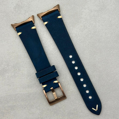 The Madrid: Navy Blue Full Grain Leather Google Pixel Watch Strap