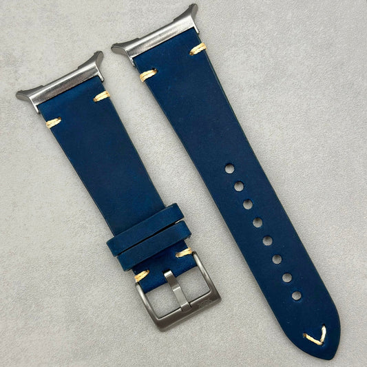 The Madrid: Midnight Blue Vintage Full Grain Leather Samsung Galaxy Watch Ultra Strap