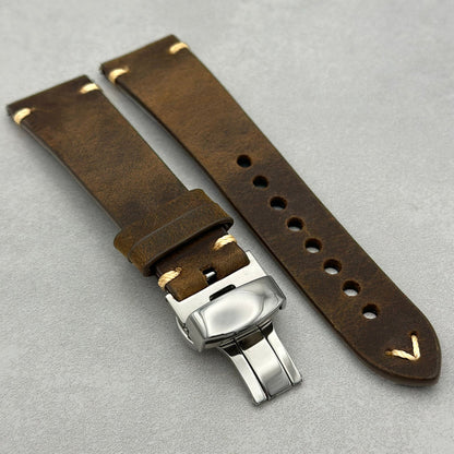 The Madrid: Chocolate Brown Vintage Full Grain Leather Watch Strap