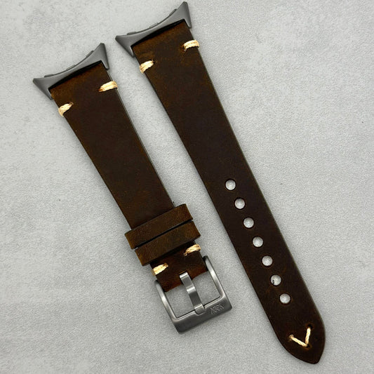 The Madrid: Chocolate Brown Full Grain Leather Google Pixel Watch Strap