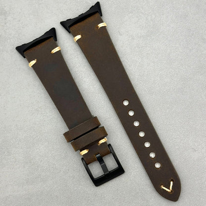 The Madrid: Chocolate Brown Full Grain Leather Google Pixel Watch Strap