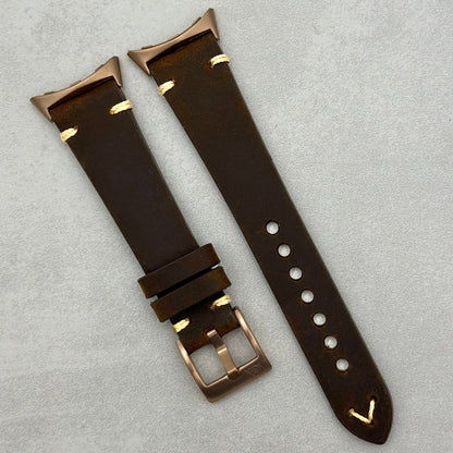 The Madrid: Chocolate Brown Full Grain Leather Google Pixel Watch Strap