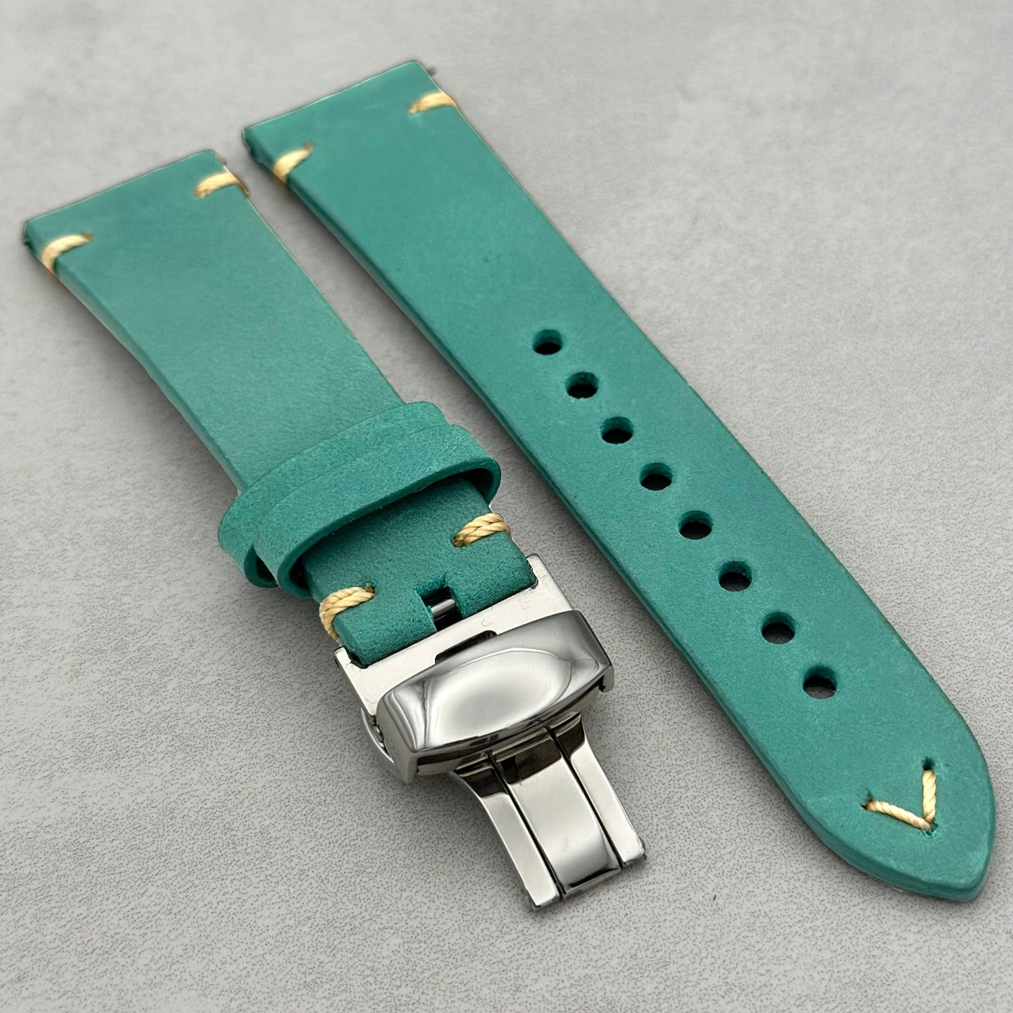 The Madrid: Caribbean Blue Full Grain Leather Fitbit Versa/Sense Watch Strap