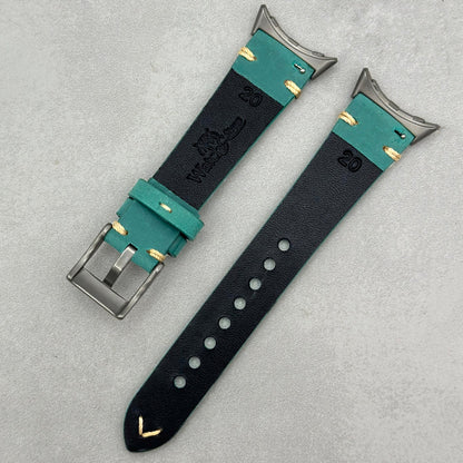 The Madrid: Caribbean Blue Full Grain Leather Google Pixel Watch Strap