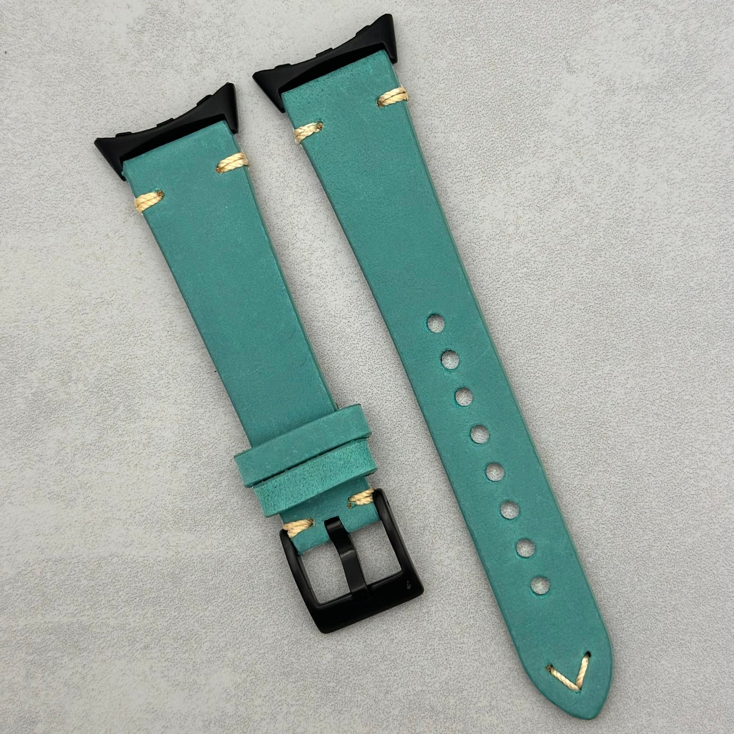 The Madrid: Caribbean Blue Full Grain Leather Google Pixel Watch Strap